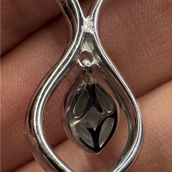 Karis Blue Diamond (IR) Accent Necklace in Platinum Bond and Stainless Steel - Picture 3 of 4